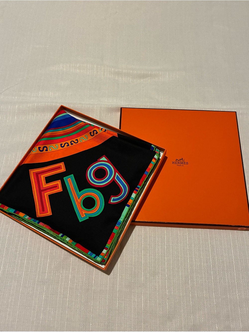 Hermes Tohu Bohu Silk Scarf Black Authentic with Box 90 cm Like New